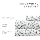 California King Ditsy Floral Blue Fog Patterned Ultra-Soft Bed Sheet Set - Delicate Blossoms