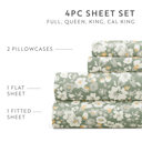 California King Floral Dream Eucalyptus Patterned Ultra-Soft Bed Sheet Set - Delicate Blossoms