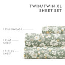 California King Floral Dream Eucalyptus Patterned Ultra-Soft Bed Sheet Set - Delicate Blossoms