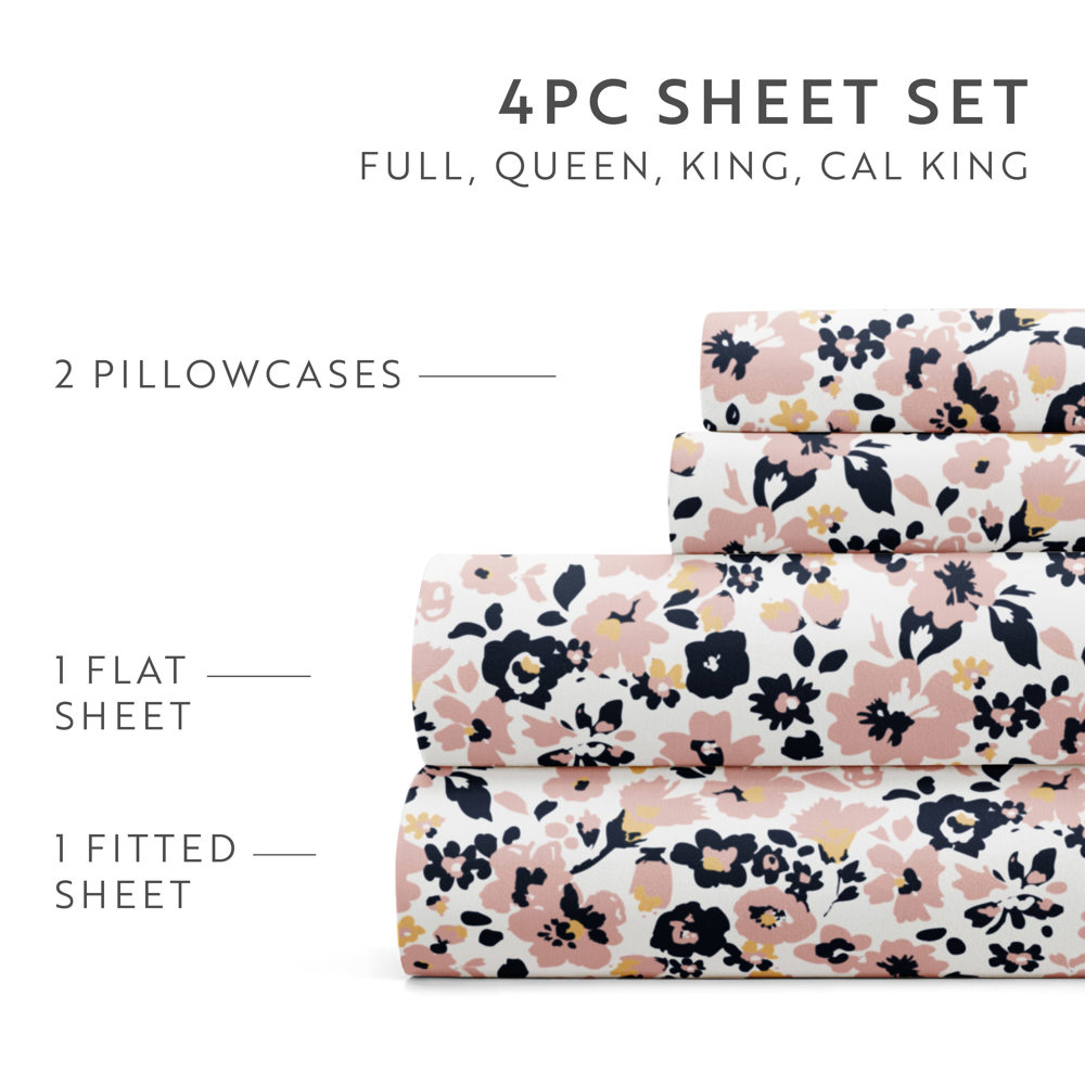 Patterned Ultra-Soft Bed Sheet Set - Delicate Blossoms