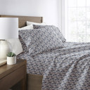 California King Floral Dream Navy Patterned Ultra-Soft Bed Sheet Set - Delicate Blossoms