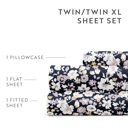 California King Floral Dream Navy Patterned Ultra-Soft Bed Sheet Set - Delicate Blossoms