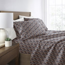 California King Floral Dream Terracotta Patterned Ultra-Soft Bed Sheet Set - Delicate Blossoms