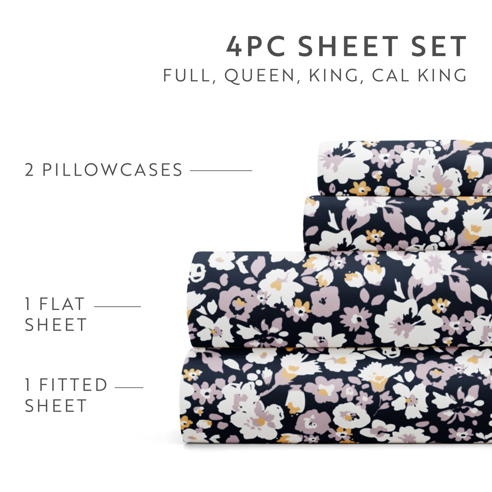 Patterned Ultra-Soft Bed Sheet Set - Delicate Blossoms