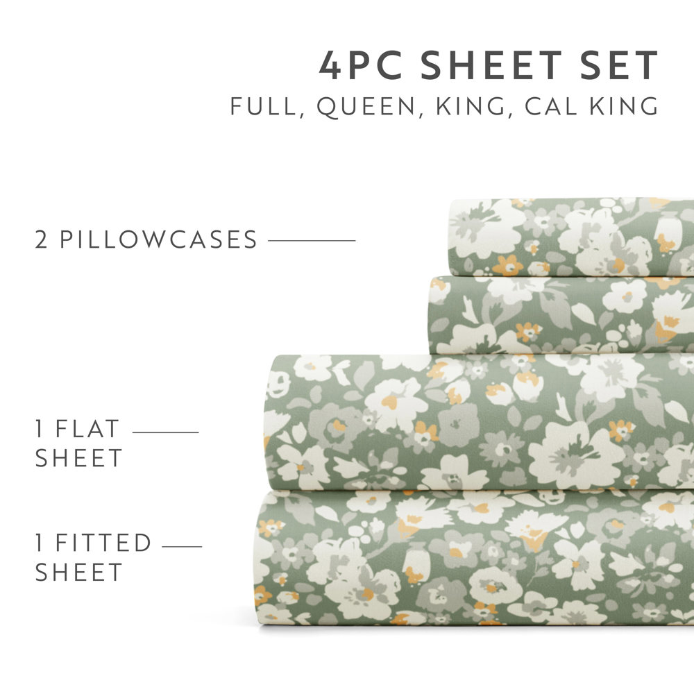 Patterned Ultra-Soft Bed Sheet Set - Delicate Blossoms