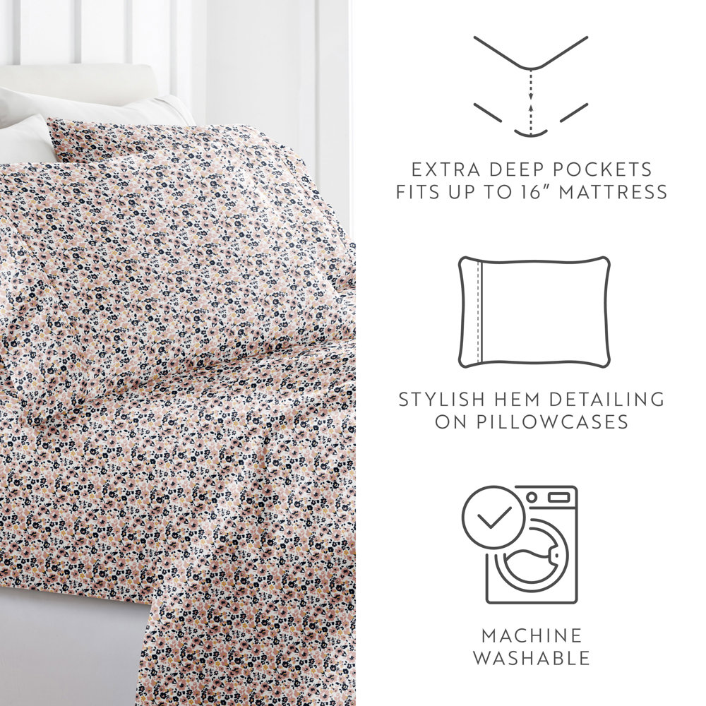 Patterned Ultra-Soft Bed Sheet Set - Delicate Blossoms