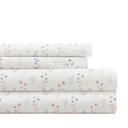 California King Painted Meadow Ivory Patterned Ultra-Soft Bed Sheet Set - Delicate Blossoms