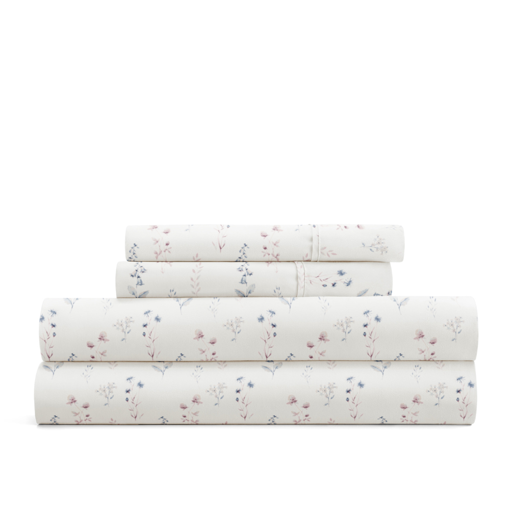 Patterned Ultra-Soft Bed Sheet Set - Delicate Blossoms