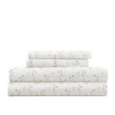 California King Painted Meadow Ivory Patterned Ultra-Soft Bed Sheet Set - Delicate Blossoms