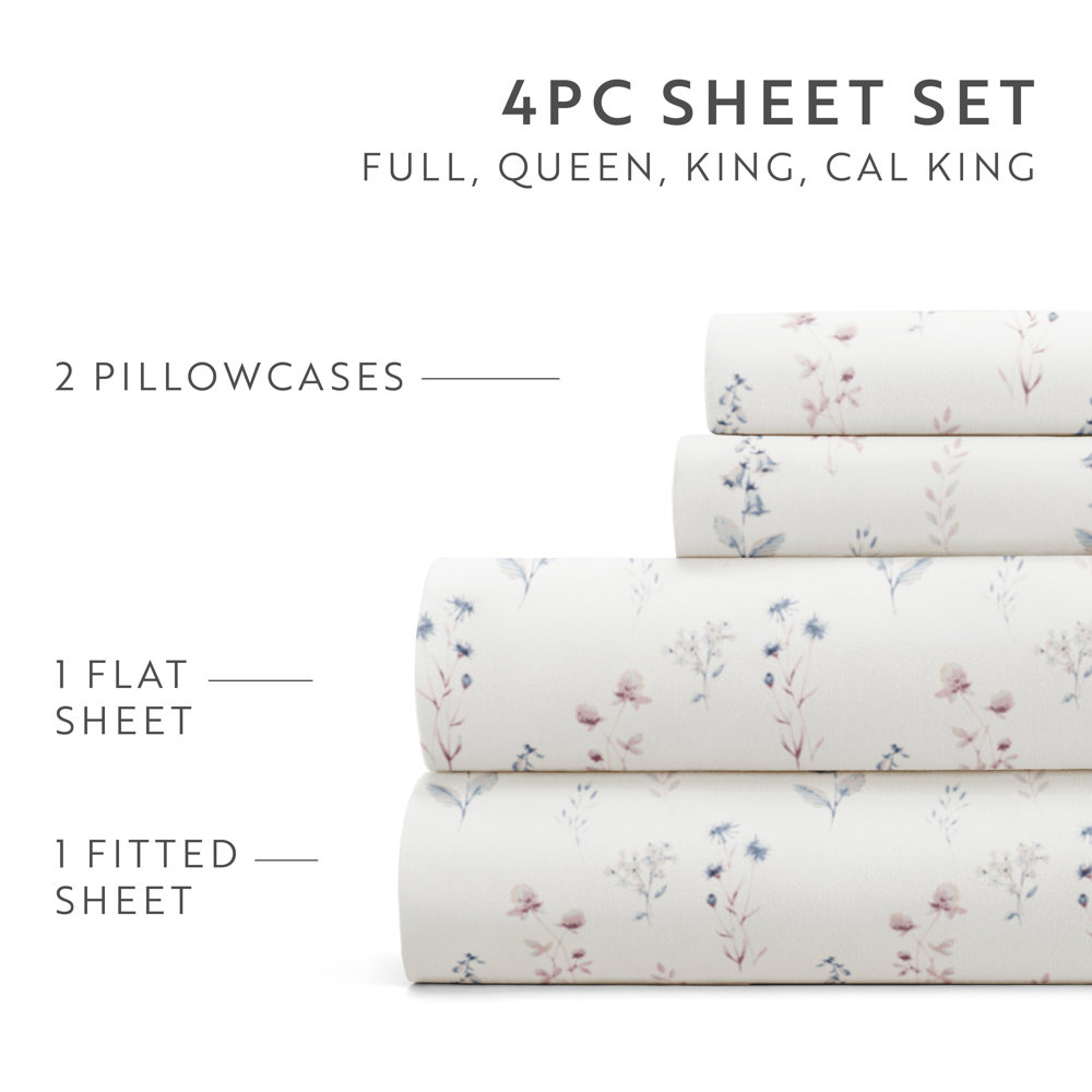 Patterned Ultra-Soft Bed Sheet Set - Delicate Blossoms