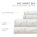 California King Painted Meadow Ivory Patterned Ultra-Soft Bed Sheet Set - Delicate Blossoms