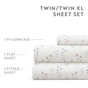 California King Painted Meadow Ivory Patterned Ultra-Soft Bed Sheet Set - Delicate Blossoms