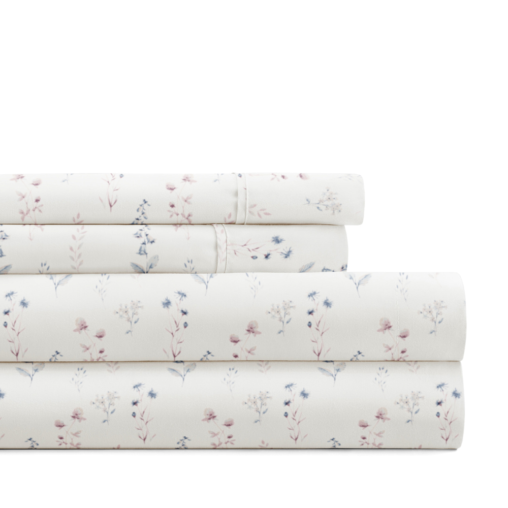 Patterned Ultra-Soft Bed Sheet Set - Delicate Blossoms