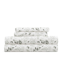 California King Tossed Foliage Eucalyptus Patterned Ultra-Soft Bed Sheet Set - Delicate Blossoms