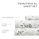 California King Tossed Foliage Eucalyptus Patterned Ultra-Soft Bed Sheet Set - Delicate Blossoms