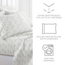 California King Tossed Foliage Eucalyptus Patterned Ultra-Soft Bed Sheet Set - Delicate Blossoms