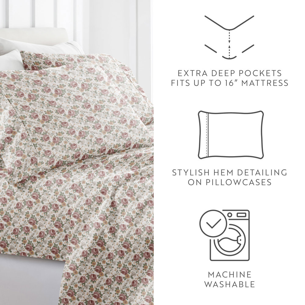 Patterned Ultra-Soft Bed Sheet Set - Delicate Blossoms