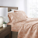 California King Distressed Willow Apricot Patterned Ultra-Soft Bed Sheet Set - Delicate Details