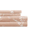 California King Distressed Willow Apricot Patterned Ultra-Soft Bed Sheet Set - Delicate Details