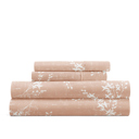 California King Distressed Willow Apricot Patterned Ultra-Soft Bed Sheet Set - Delicate Details