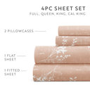 California King Distressed Willow Apricot Patterned Ultra-Soft Bed Sheet Set - Delicate Details