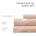 California King Distressed Willow Apricot Patterned Ultra-Soft Bed Sheet Set - Delicate Details