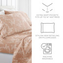 California King Distressed Willow Apricot Patterned Ultra-Soft Bed Sheet Set - Delicate Details