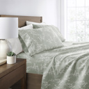 California King Distressed Willow Green Mist Patterned Ultra-Soft Bed Sheet Set - Delicate Details