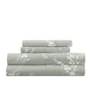 California King Distressed Willow Green Mist Patterned Ultra-Soft Bed Sheet Set - Delicate Details