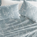 California King Distressed Willow Blue Patterned Ultra-Soft Bed Sheet Set - Delicate Details