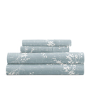 California King Distressed Willow Blue Patterned Ultra-Soft Bed Sheet Set - Delicate Details