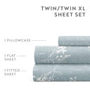 California King Distressed Willow Blue Patterned Ultra-Soft Bed Sheet Set - Delicate Details