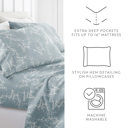 California King Distressed Willow Blue Patterned Ultra-Soft Bed Sheet Set - Delicate Details