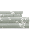 Full/Double Distressed Willow Green Mist Patterned Ultra-Soft Bed Sheet Set - Delicate Details