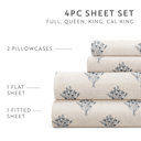 California King Floral Bouquet Stone Patterned Ultra-Soft Bed Sheet Set - Delicate Details