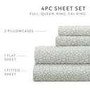 California King Modern Circles Green Mist Patterned Ultra-Soft Bed Sheet Set - Delicate Details