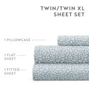 California King Modern Circles Sky Blue Patterned Ultra-Soft Bed Sheet Set - Delicate Details