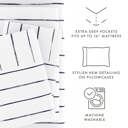 Full/Double Distressed Field Stripe Navy Patterned Ultra-Soft Bed Sheet Set - Dots and Stripes