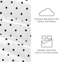 California King Dots Navy Patterned Ultra-Soft Bed Sheet Set - Dots and Stripes