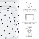 California King Dots Navy Patterned Ultra-Soft Bed Sheet Set - Dots and Stripes