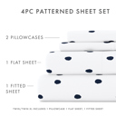 California King Dots Navy Patterned Ultra-Soft Bed Sheet Set - Dots and Stripes