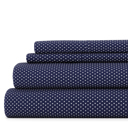 California King My Heart Navy Patterned Ultra-Soft Bed Sheet Set - Dots and Stripes