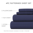 California King My Heart Navy Patterned Ultra-Soft Bed Sheet Set - Dots and Stripes