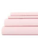 California King My Heart Pink Patterned Ultra-Soft Bed Sheet Set - Dots and Stripes