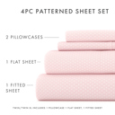 California King My Heart Pink Patterned Ultra-Soft Bed Sheet Set - Dots and Stripes