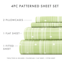 California King Polka Dot Moss Patterned Ultra-Soft Bed Sheet Set - Dots and Stripes