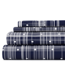 California King Polka Dot Navy Patterned Ultra-Soft Bed Sheet Set - Dots and Stripes