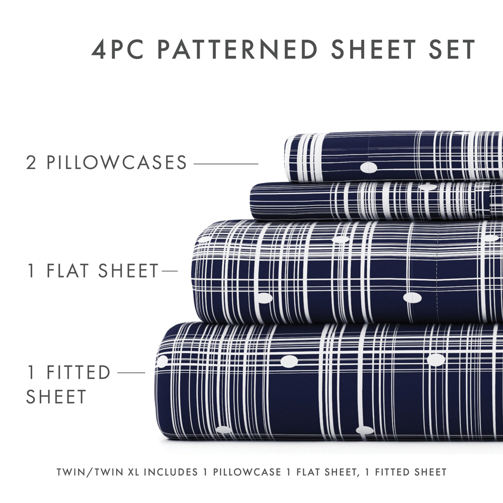 Patterned Ultra-Soft Bed Sheet Set - Dots and Stripes