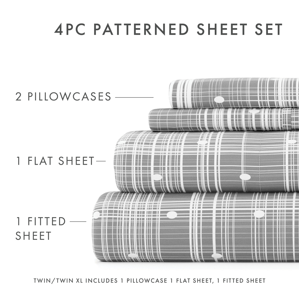 Patterned Ultra-Soft Bed Sheet Set - Dots and Stripes