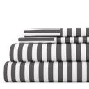 California King Ribbon Gray Patterned Ultra-Soft Bed Sheet Set - Dots and Stripes